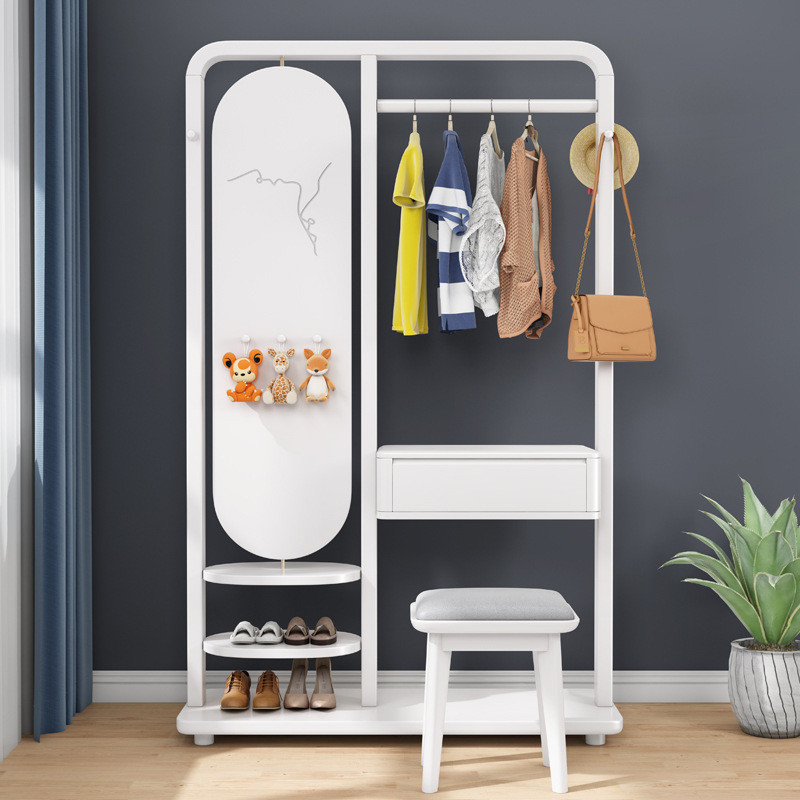 zx4梳妆台穿衣镜家用卧室落地挂衣架实木衣帽架一体多功能收纳置