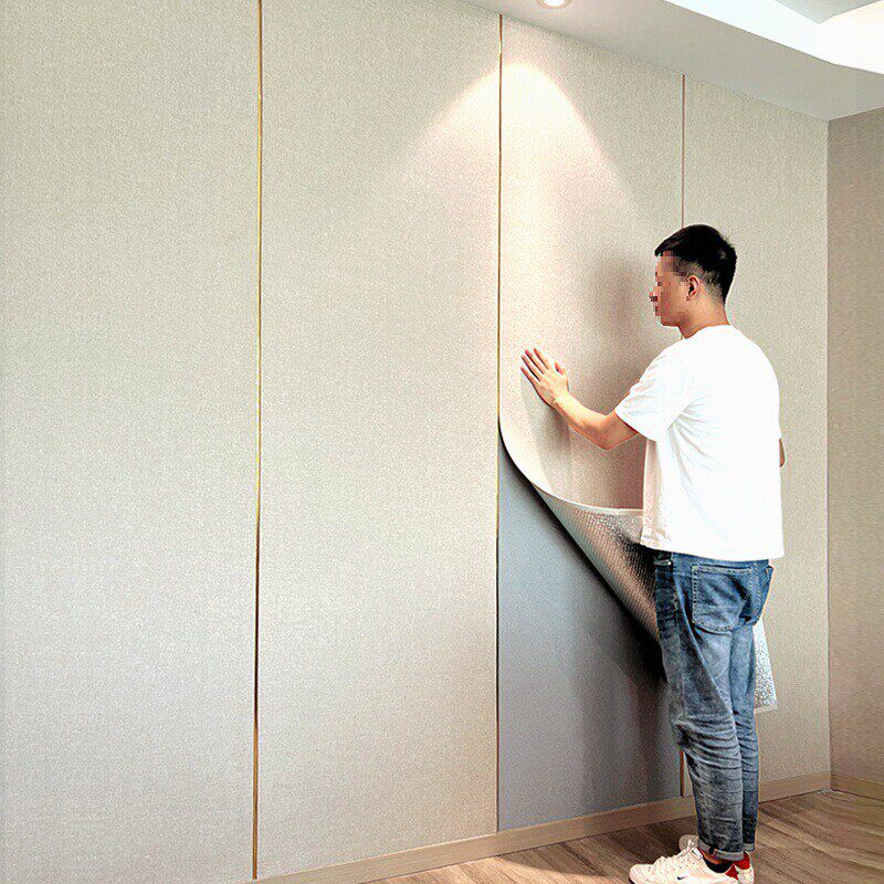 纸床头软包墙板亚麻客厅卧室壁布装饰防水防潮墙布自粘电视背景墙