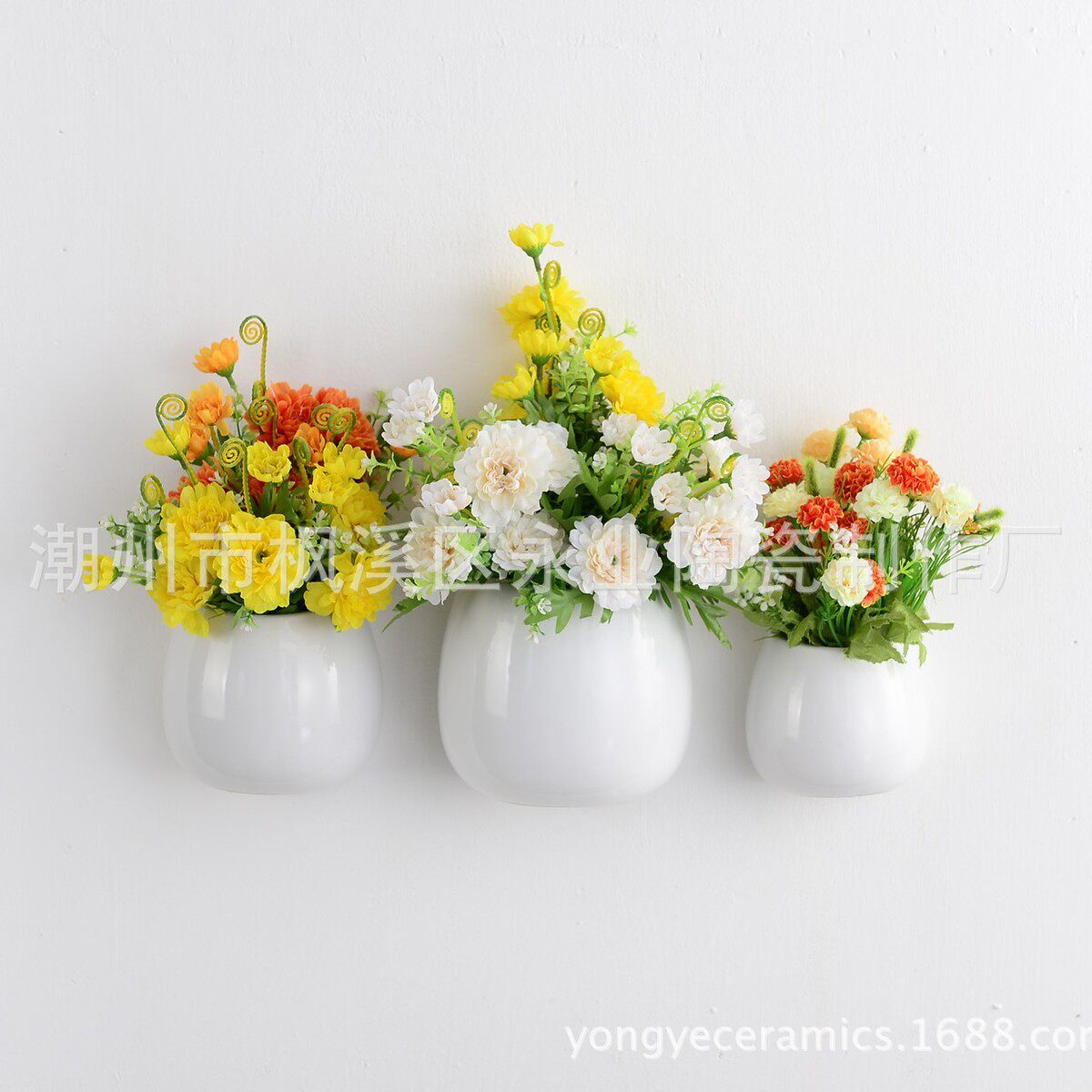 多肉花盆陶瓷 简约现代客厅背景挂墙电镀陶瓷花瓶  创意花盆