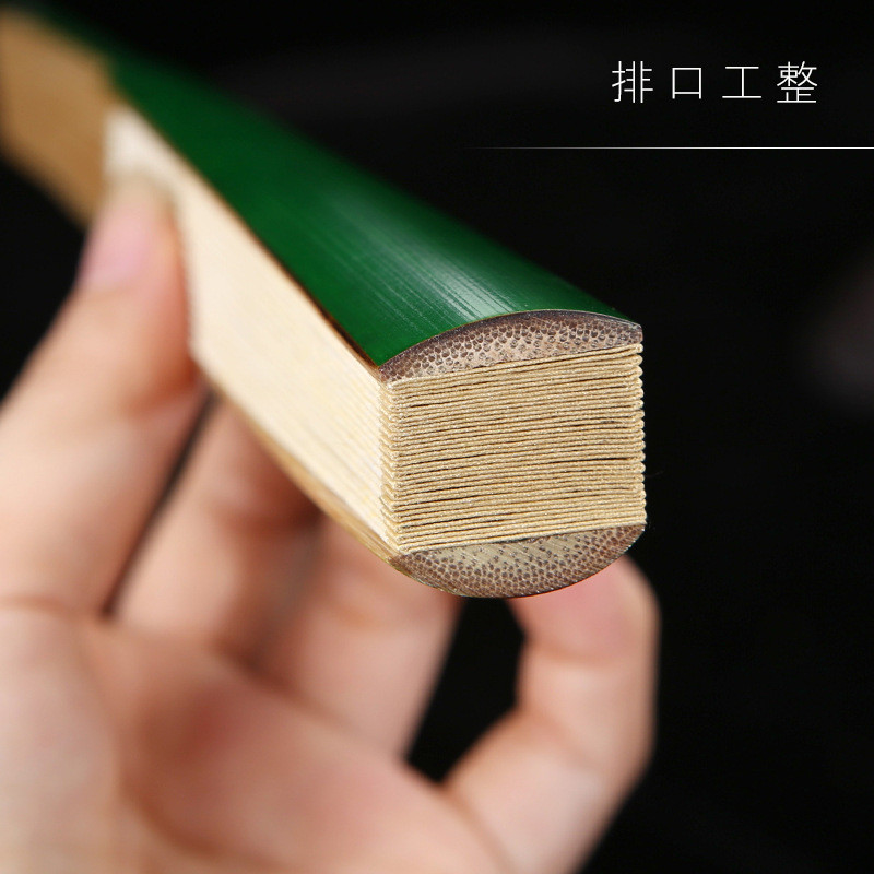 2D5M批发【】保青玉竹文玩折扇老箭竹绿色扇骨苏工台湾永青竹精工