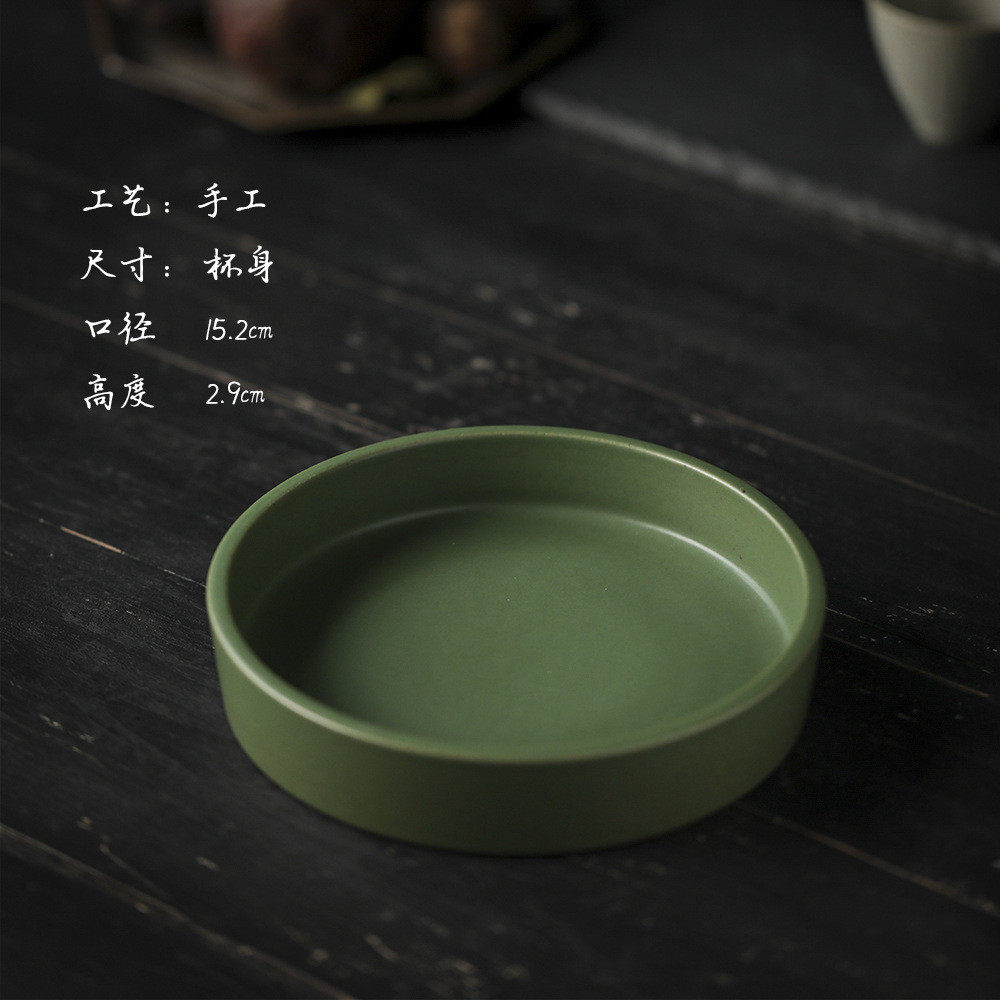 干泡台粗陶壶承陶瓷小茶盘圆形迷你干泡茶盘日式功夫茶承茶托