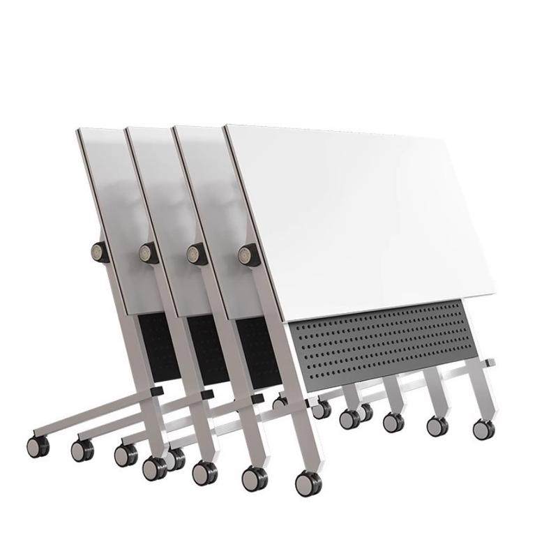 多功能折叠培训桌椅组合可拼接翻板桌移动长条桌带轮子办公会议桌