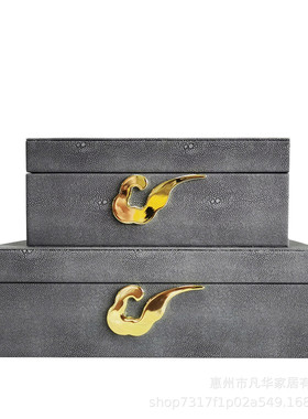 收纳盒祥云金属扣现代新中式饰品首饰盒样板房衣帽间装饰摆件盒