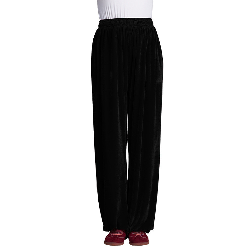 金丝绒太极裤女秋冬季金丝绒太极服男灯笼裤加厚加绒练功裤武术