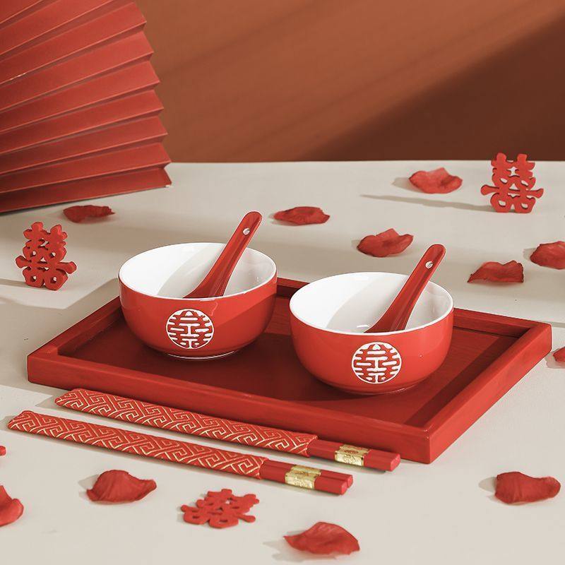 结婚送新人新婚结婚对碗红碗陪嫁碗筷套装喜碗伴手礼喜庆碗,家装主材,台上艺术碗盆,淘宝优惠券,粉丝福利购,淘宝优惠卷