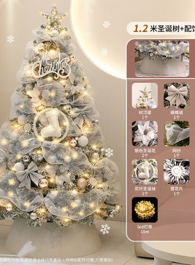 白色家用2024新款圣诞节场景布置网红ins风大装饰摆件圣诞树套餐