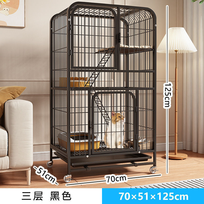 猫笼家用室内带厕所猫舍超大自由空间一体滑轮别墅加粗加固猫笼子