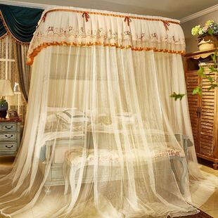qt导轨蚊帐免安装轨道家用1.5米公主风1.8m床2米床宫廷u型加