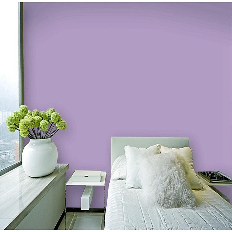 紫罗兰浅紫色素色墙纸 卧室客厅美容美甲服装店 温馨简约纯色壁纸