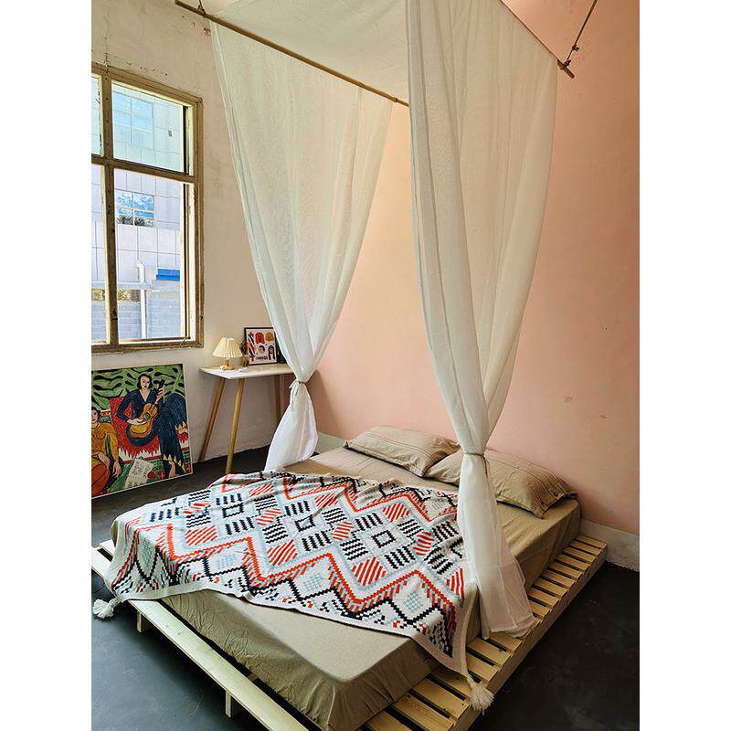 eq4f防尘麻纱搭纱民宿客栈床幔东南亚风美式幔架子床四柱床帘纱幔