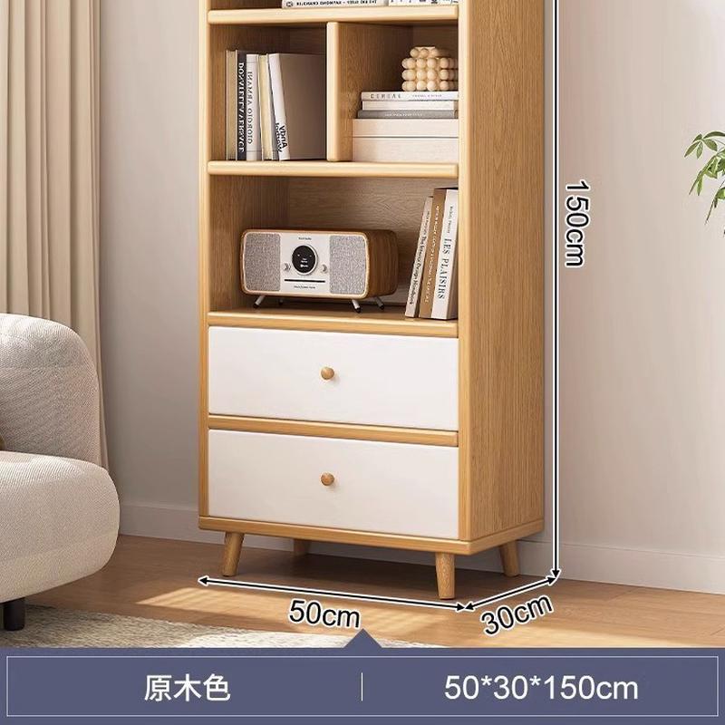 实木书架缝家用客厅收纳架子墙角窄落地置物架小型储物柜简易书柜