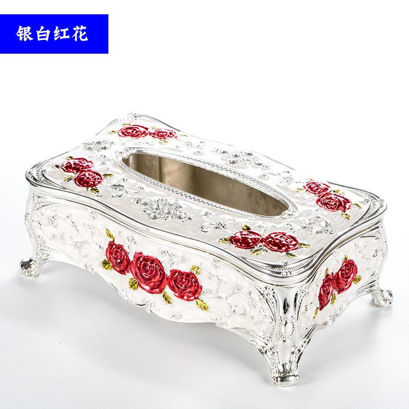 欧式创意锌合金电镀纸巾盒时尚抽纸盒客厅金属纸巾筒收纳家居摆件