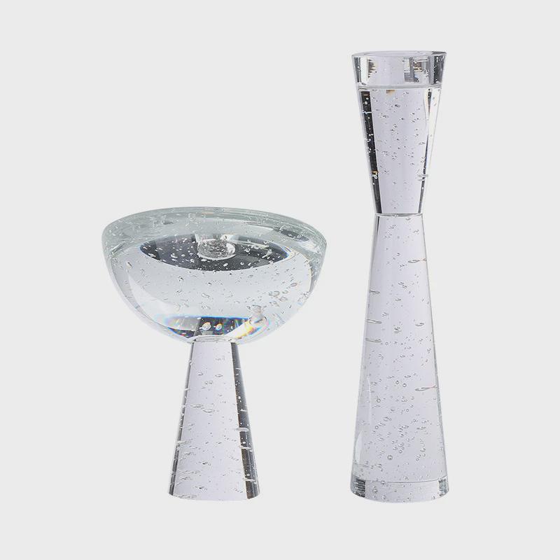 北欧风简约水晶拼接装饰果盘烛台家居酒店摆件玄关软装设计装饰品