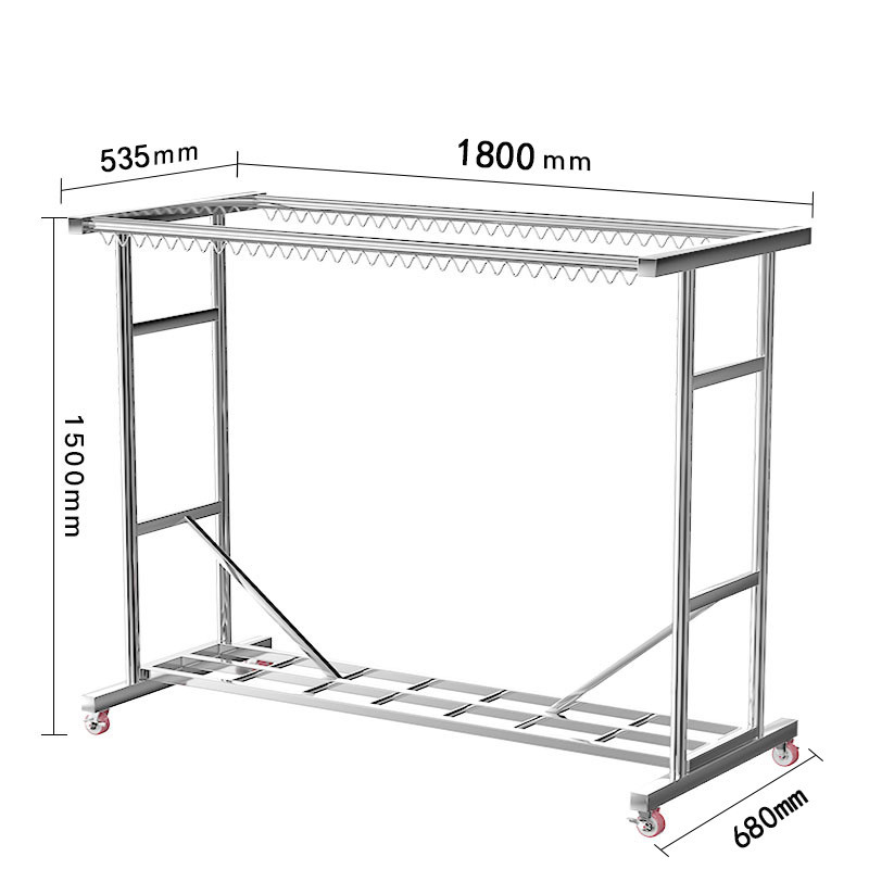 不锈钢落地晾衣架加厚加粗阳台可晒被子晒衣服防风户外移动带滑轮