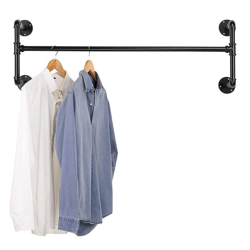 壁挂镀锌铁艺服装架墙上黑色简约货架男女服装店展示架