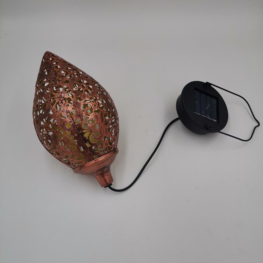 现货太阳能橄榄球水滴吊灯太阳能铁艺庭院挂灯灯镂空装饰氛围吊灯