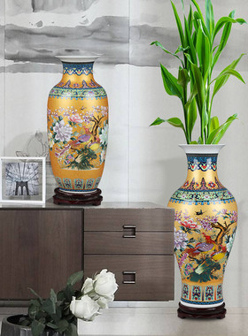 景德镇粉彩大花瓶陶瓷器花插时尚客厅落地现代家居欧式装饰品摆件