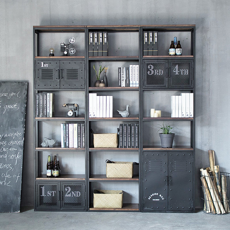 铁艺屏风隔断loft置物架工业风现代简约储物柜书架客厅玄关展示架