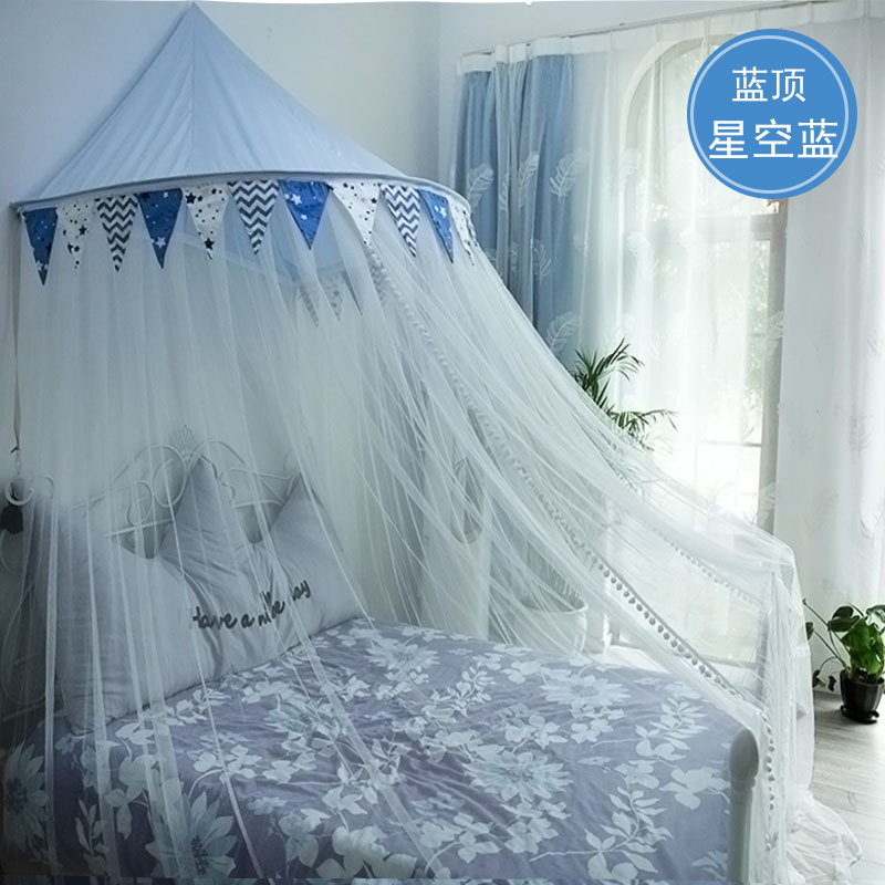 蚊帐新款1.5m床1.2米1.8儿童男孩免安装吊顶圆顶加密加厚双人新品