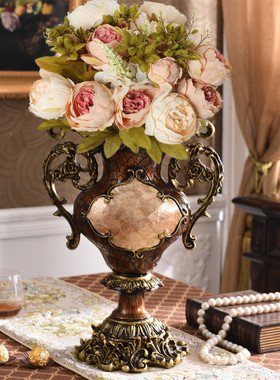 欧式奢华美式客厅电视柜餐桌干花插花花瓶摆件中式复古装饰品树脂