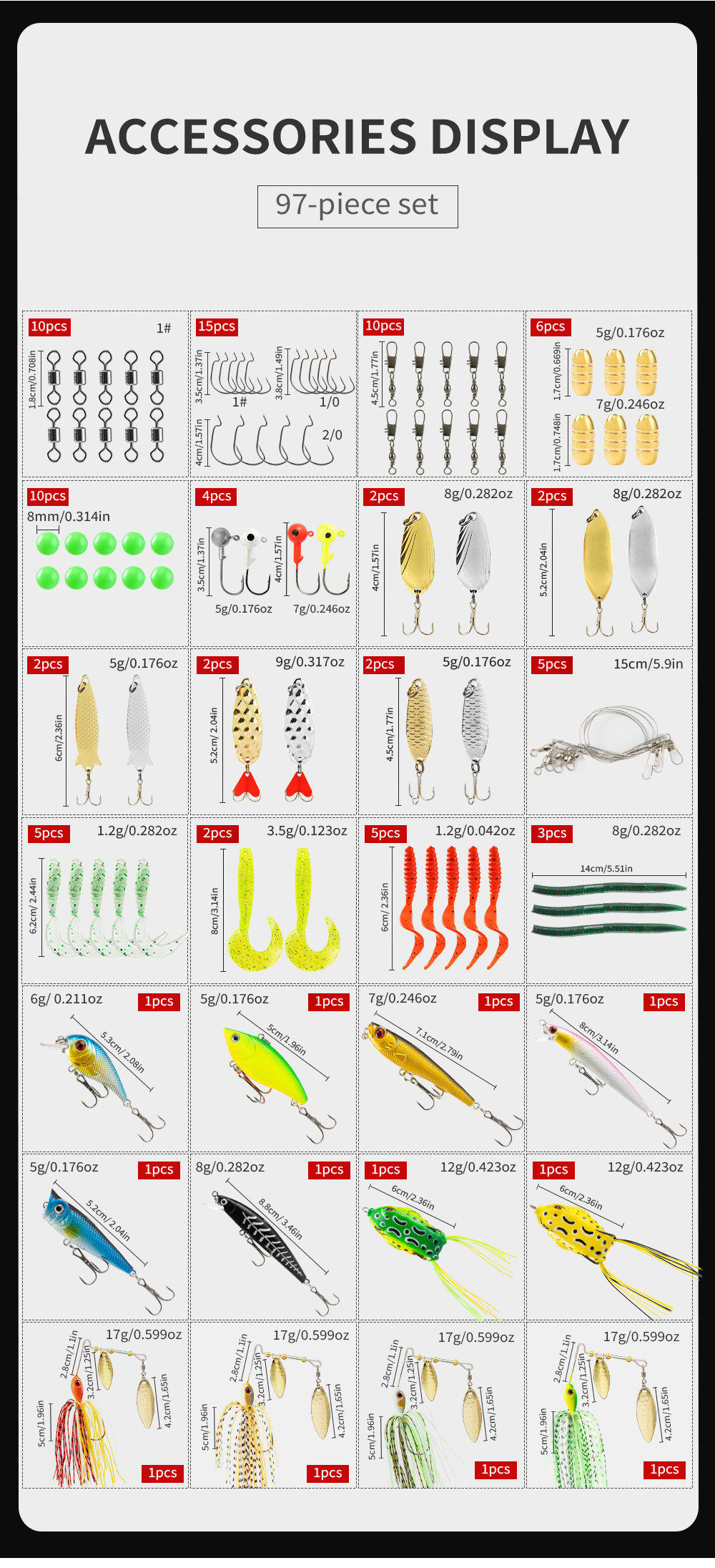 Приманка 六猫|97/203件配件套装路亚塑料饵拟饵垂钓用品路亚配件批发
