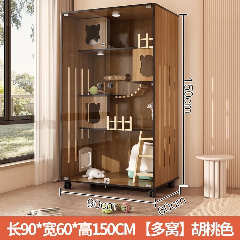 家用猫笼子全景猫柜室内猫舍猫屋大空间猫窝防水猫房子木轻奢别墅