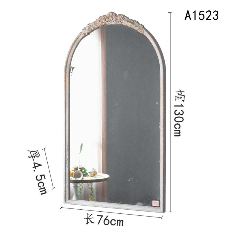 服装店复古做旧落地镜试衣镜卧室loft实木全身镜民宿家具装饰镜子