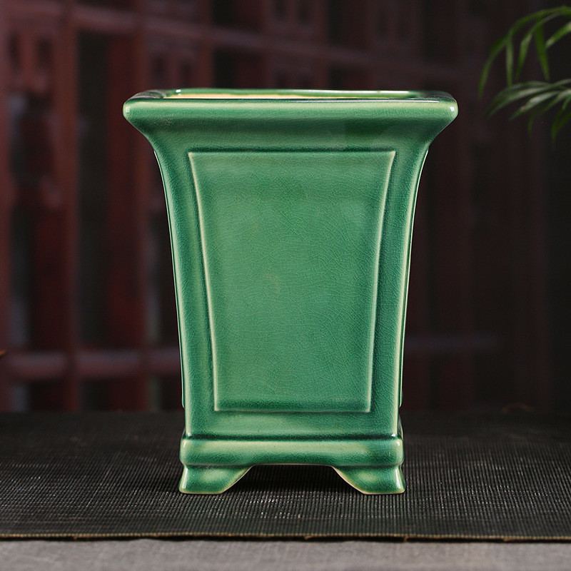 热销四方兰花盆矮牵牛宜兴造型水可批发家居摆件好物颜色高雅釉yl