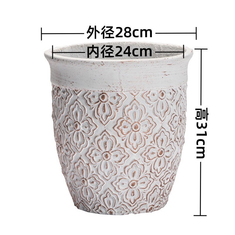 镁泥花盆复古艺术室内外商场客厅落地北欧特大型号绿植盆栽水泥盆