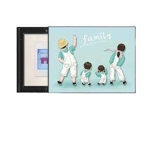 一家四口开关配电箱挂画遮挡电闸电表箱装饰画免打孔盒卡通壁画