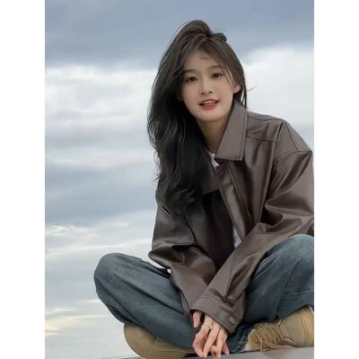 皮衣外套女2024年新款春秋季女装机车短款美拉德穿搭小个子皮夹克