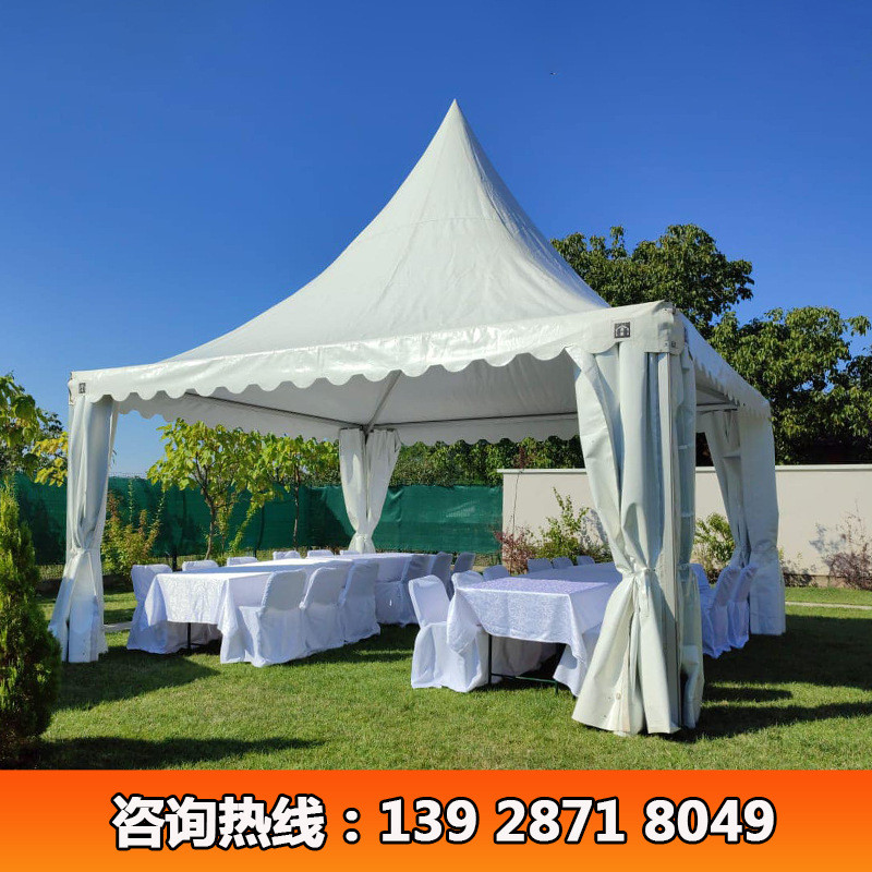 5x5m尖顶篷房铝合金宝塔四脚遮阳帐篷展销会展活动欧式支架帐蓬