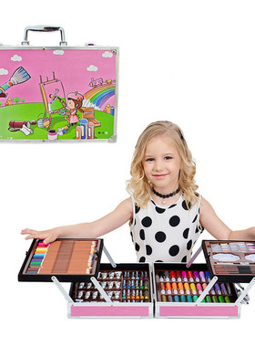 200pc画笔蜡笔绘画套装儿童小学生学习用品画画套装水彩笔套装