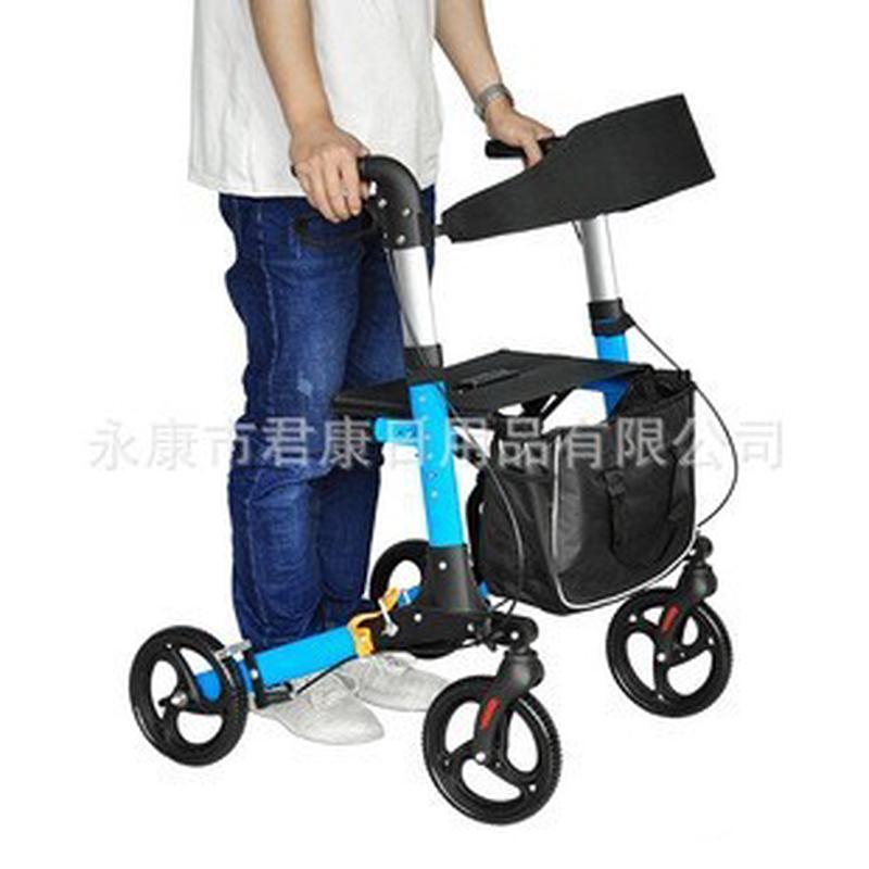 老年人手推车折叠轮椅轻便代步车铝合金买菜购物车四轮助行器带座