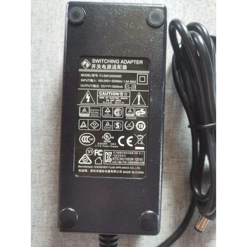 福佳12V5000mA电源适配器线FJ-SW1205000充电线DC12V5A变压器60W