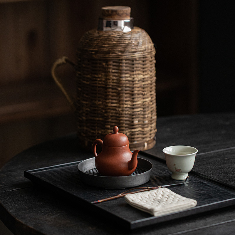草木祠陶瓷手绘茶杯品茗杯岁寒三友闻香杯复古喝茶杯子功夫茶具