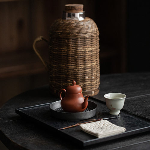 草木祠陶瓷手绘茶杯品茗杯岁寒三友闻香杯复古喝茶杯子功夫茶具