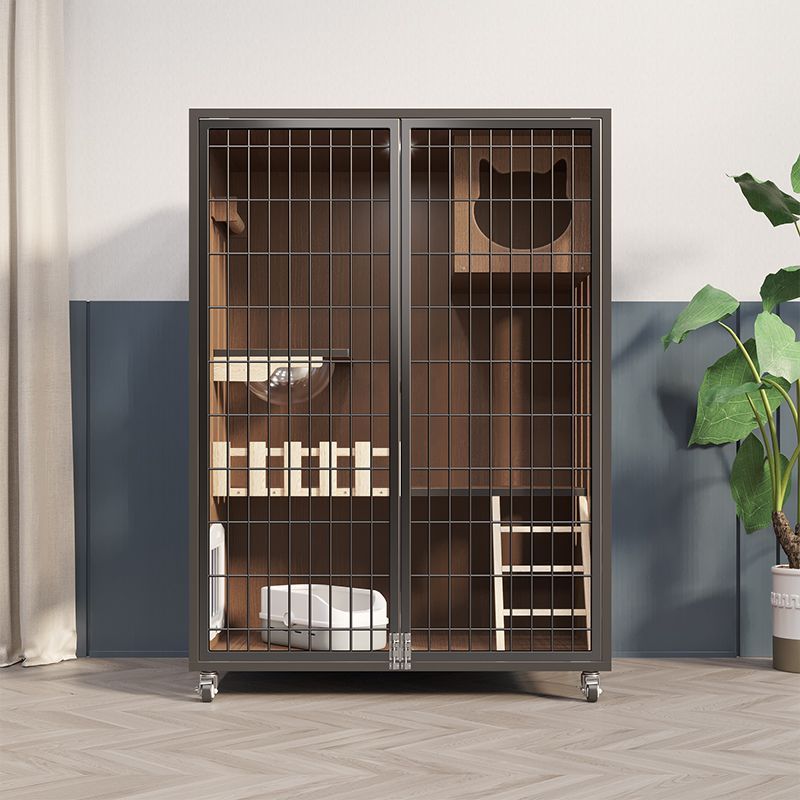 夏季透气网格猫别墅实木猫笼子超大空间家用柜双层猫室内猫房猫窝