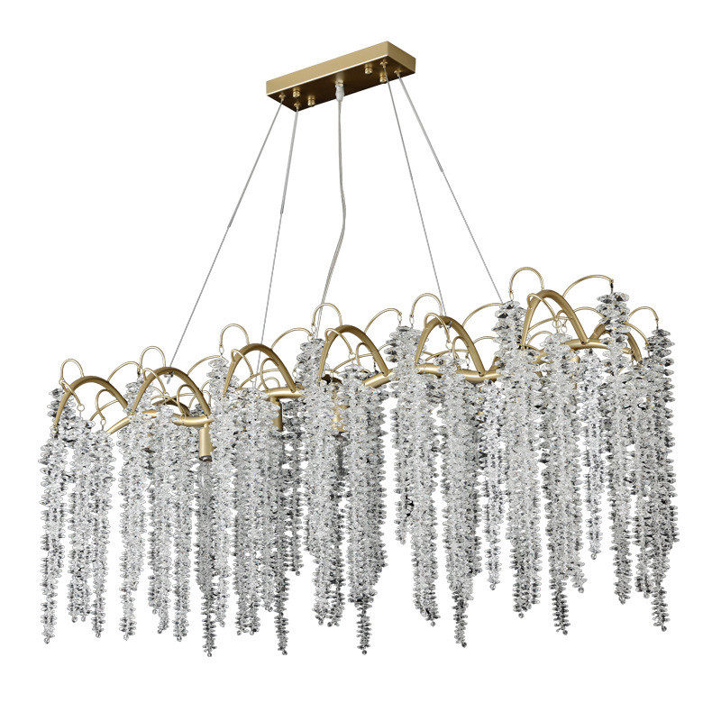 餐厅吊灯法式复古长方形餐桌灯灯高端饭厅设计感吧台灯流苏树枝灯