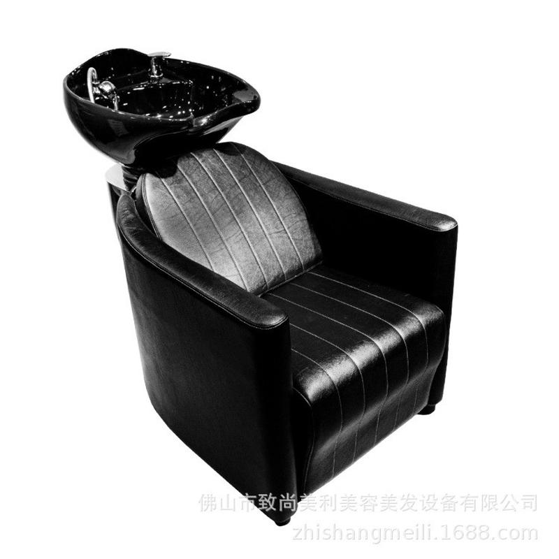 热销发廊洗头床新款理发店专业冲头床美发陶瓷浅盆冲水床