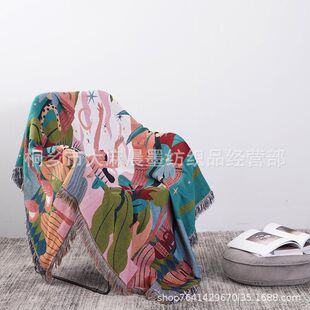 北欧ins风之森林双面柔软涤棉沙发盖布沙发巾梦单人组合套罩毯