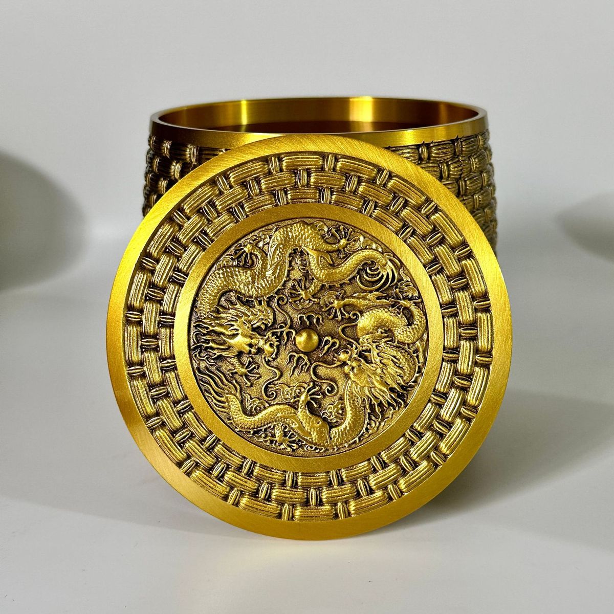 郑亿黄铜百福茶叶罐纯铜福字罐办公家居工艺品铜器金属铜摆件创意