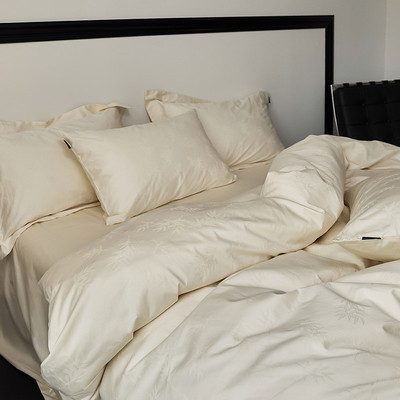 国风中式100s新疆长绒棉提花四件套纯棉高级感被套全棉枕套一对装