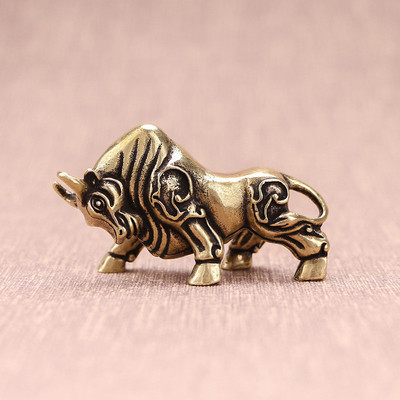 新款实心黄铜旺市牛摆件聚财华尔街铜牛礼品客厅家居装饰品办公室