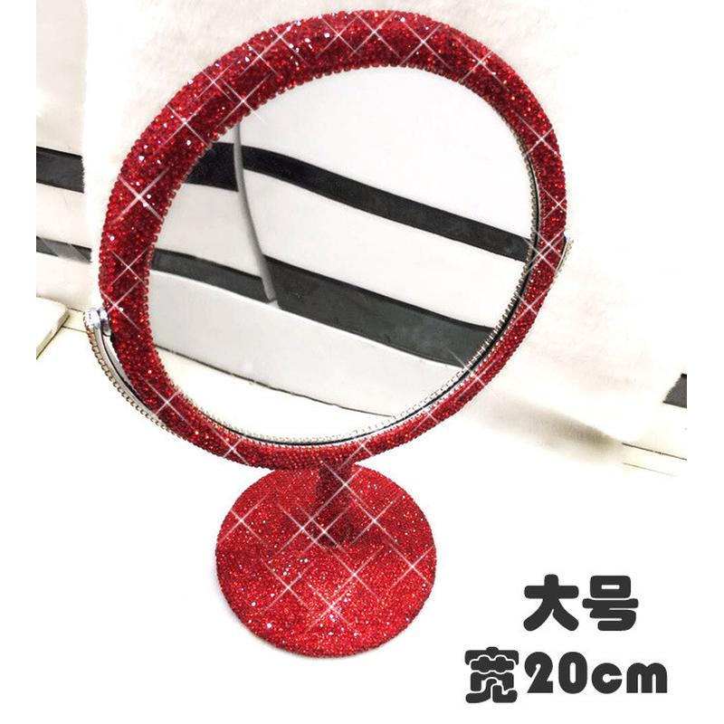 创意镶钻化妆镜台式镜公主双面镜复古大号结婚桌面放大翻转新品