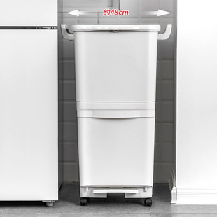 干湿分离双层分类家用客厅厨房带带盖滑轮垃圾桶