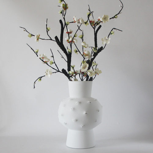 热销陶瓷素干花镂空花瓶白色花器客厅摆件插花烧家居摆设玄关欧式