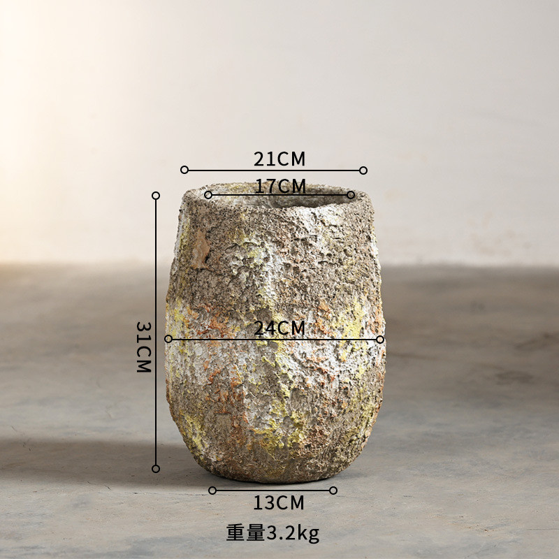 现代泥花盆欧美镁艺术客厅商场室内外落地复古做旧特大型号绿植盆