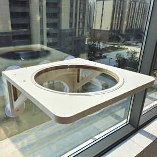 阳台猫吊床窗户猫咪悬挂秋千晒太阳玻璃吸盘猫窝免打孔木质猫爬架