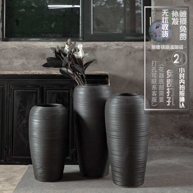 复古做旧陶罐客厅陶瓷花器景德镇玄关插花落地大花瓶粗陶组合摆件,鲜花速递/花卉仿真/绿植园艺,花盆,淘宝优惠券,粉丝福利购,淘宝优惠卷